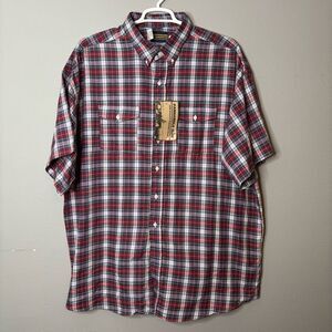 NEW Vintage Panhandle Slim Red and Blue Plaid Button Down Shirt Size XXL Or 19